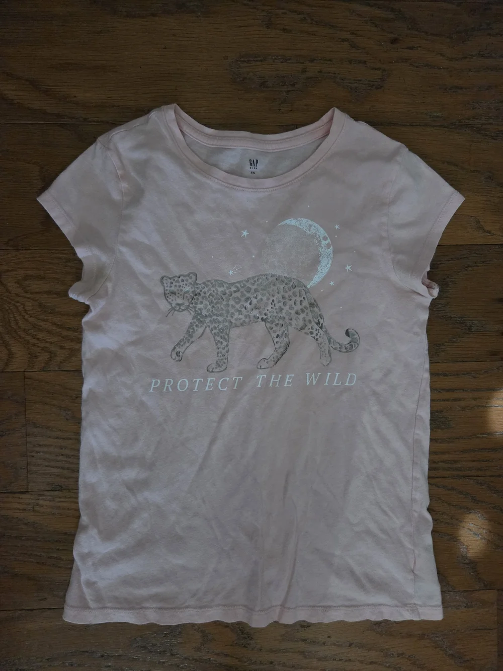 GAP Kids Light Pink Leopard Graphic Tee - 'Protect The Wild'